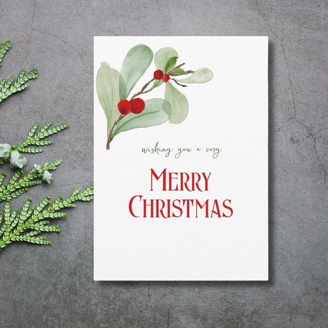 Enkel vattenfärg Greenery Photo jul Julkort (Simple Watercolor Greenery Photo Christmas Card)