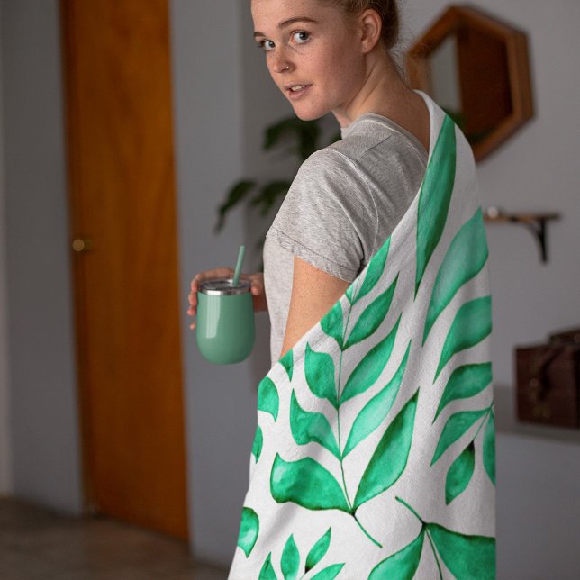 Enkel vattenfärg grenar - grönt fleecefilt (Skapare uppladdad)