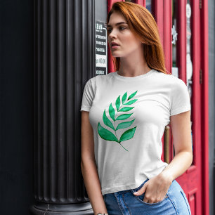 Enkel vattenfärg grenar - grönt t shirt