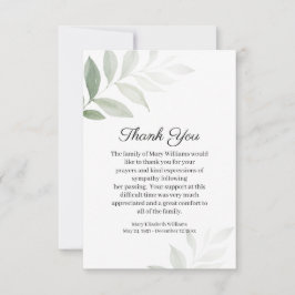 Enkel vattenfärg Grey Funeral Tack-kort Tack Kort