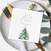 Enkel vattenfärg i Julgran God jul