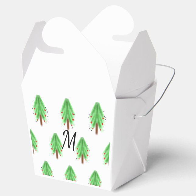 Enkel vattenfärg julmönster lägg till monogram  presentaskar (Öppnad)