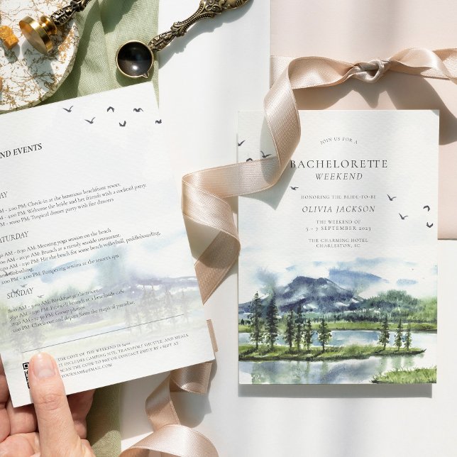 Enkel vattenfärg Lakeside Bachelorette Inbjudningar (Skapare uppladdad)