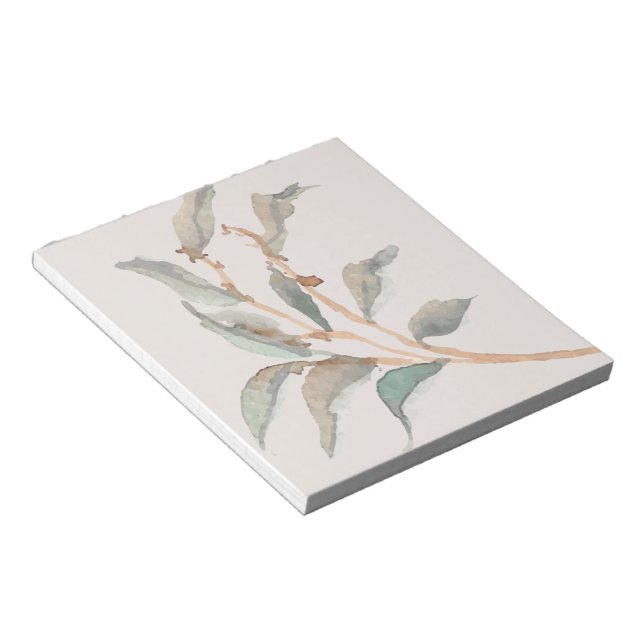 Enkel vattenfärg lämnar Modern grönt och rosa Anteckningsblock (Vinklad)