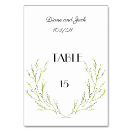 Enkel vattenfärg Laurel-utandning Bordsnummer