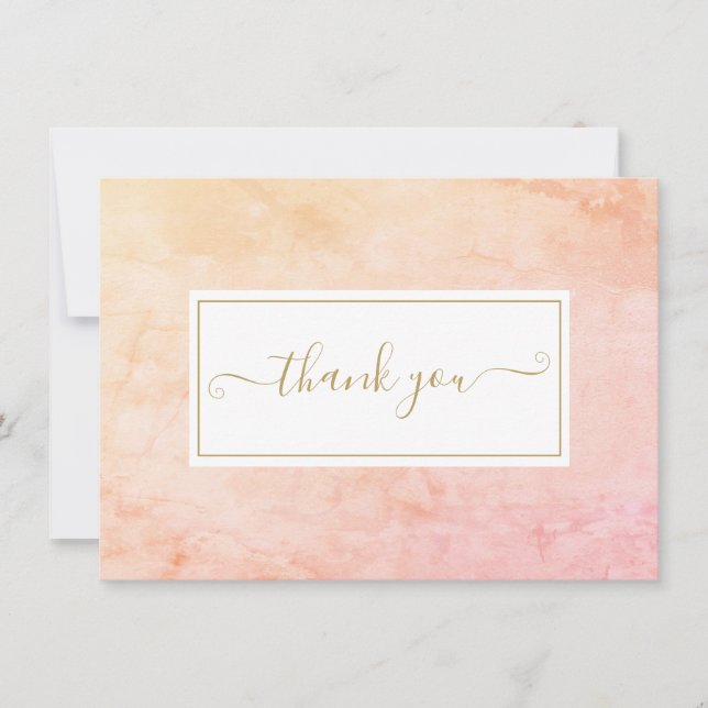 Enkel vattenfärg marmor guld skrift tack kort (Framsida)