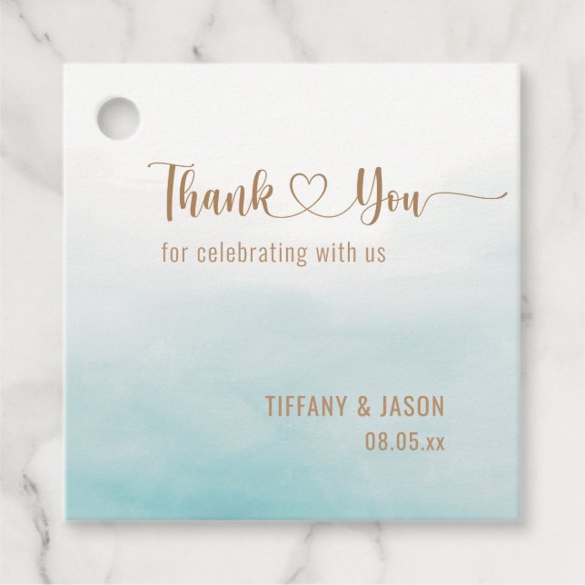 Enkel vattenfärg, minimalistisk Bröllop Tack Gåvor Etiketter (Framsida)