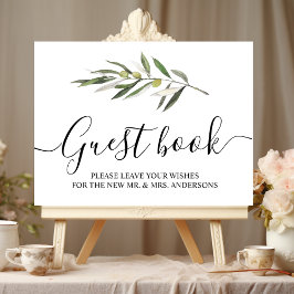 Enkel vattenfärg Oliv grönt Gren Poster