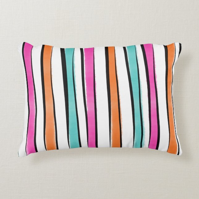 Enkel vattenfärg Rand Mönster Prydnadskudde (Framsidan)