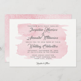 Enkel vattenfärg Tvättar Rosa Penseldrag Modern Inbjudningar