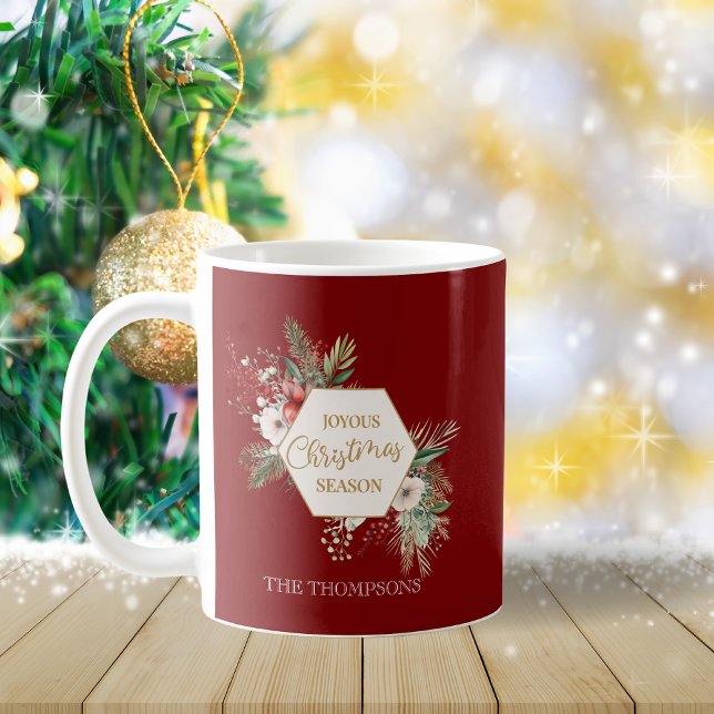 Enkel vattenfärg Vinterbotaniskt rött Helgdag Kaffemugg (Skapare uppladdad)