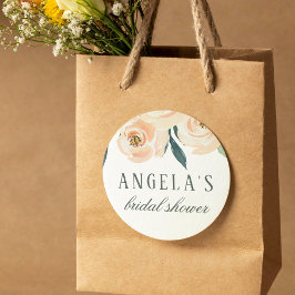 Enkel vattenfärgad Blommigt Namn & Möhippa Runt Klistermärke