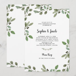 Enkel vattenfärgad grön | Rehearsal Dinner Inbjudningar