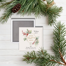 Enkel vattenfärgad jul, botaniskt vitt namn magnet