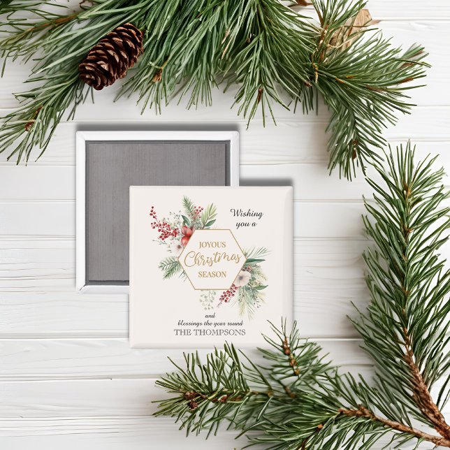 Enkel vattenfärgad jul, botaniskt vitt namn magnet (Skapare uppladdad)