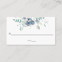 Enkel vattenfärgad Lila Blue Grått Flowers Bröllop