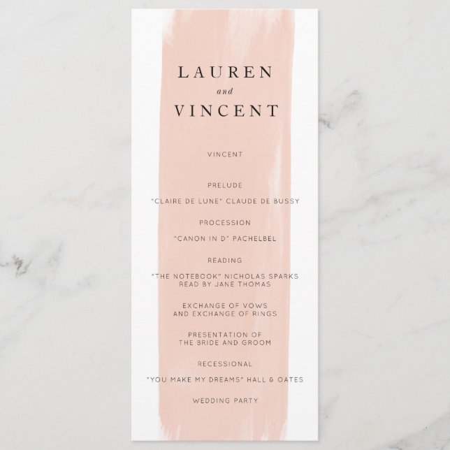 Enkel vattenfärgbröllopsprogram program (Framsida)