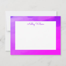 Enkel vattenfärggradient lila handskriven namn tack kort