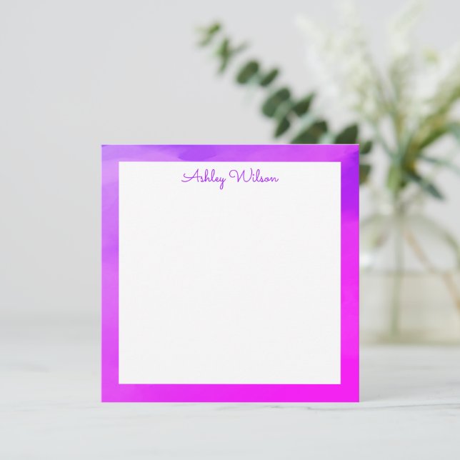 Enkel vattenfärggradient lila handskriven namn tack kort (Stående Fram)