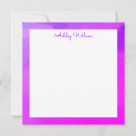Enkel vattenfärggradient lila handskriven namn tack kort