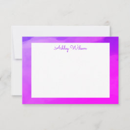 Enkel vattenfärggradient lila handskriven namn tack kort
