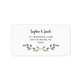 Enkel vattenfärgsbild och handskrivet skript adressetikett