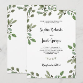 Enkel vattenfärgsenergi| Elegant bröllop Inbjudningar