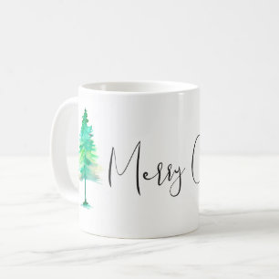 Enkel, vattenfärgsjul, träd, Gräs, Anpassningsbar Kaffemugg