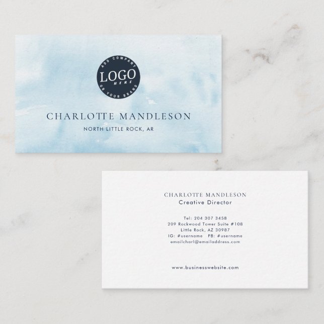 Enkel vattenfärgsminimalistisk Professionell för L Visitkort (Fram/baksida)