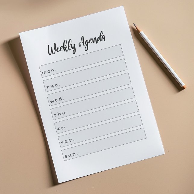 Enkel veckodagordning post-it block (Keep your week on track with this simple agenda. Write down your tasks, to do or shopping)