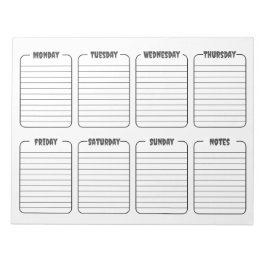 Enkel veckovis planerad vit årskalender anteckningsblock