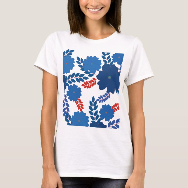 Enkel vektordesign för blåa blommor t shirt (Framsida)