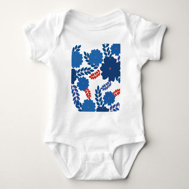 Enkel vektordesign för blåa blommor t shirt (Framsida)