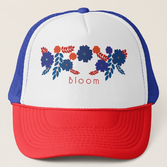 Enkel vektordesign med blå blommor keps (Framsida)