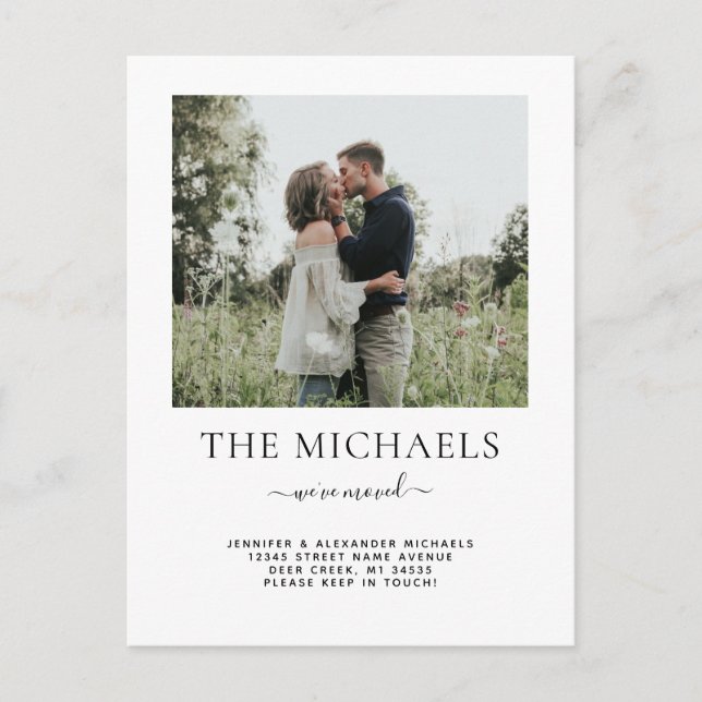 Enkel Vi Har Bytt Adressändring Foto Meddelande Vykort (Framsida)