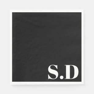Enkel vigsel med monogram   Personliga initialer Pappersservett