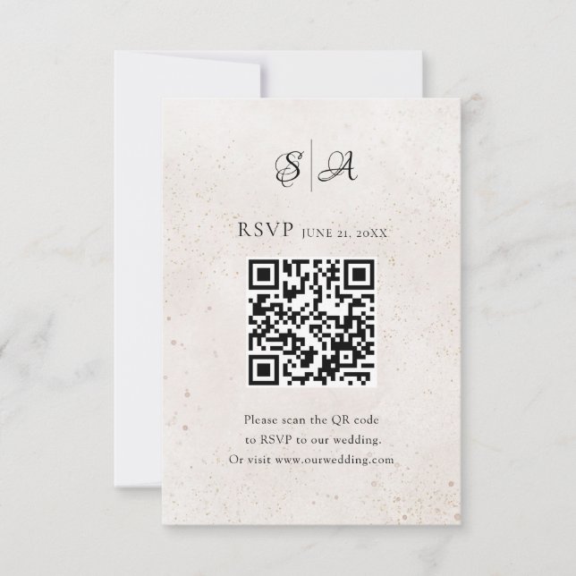 Enkel Vigsel-QR-kod Monogram OSA Kort (Framsida)