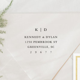Enkel vigselmonogram returadress självfärgande stämpel