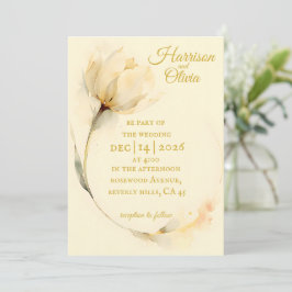 Enkel vildblomma Beige Akvarell Tulpan bröllop Inbjudningar