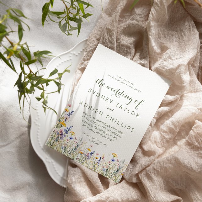 Enkel Vildblomma Bröllopsinbjudan Inbjudningar (Skapare uppladdad)