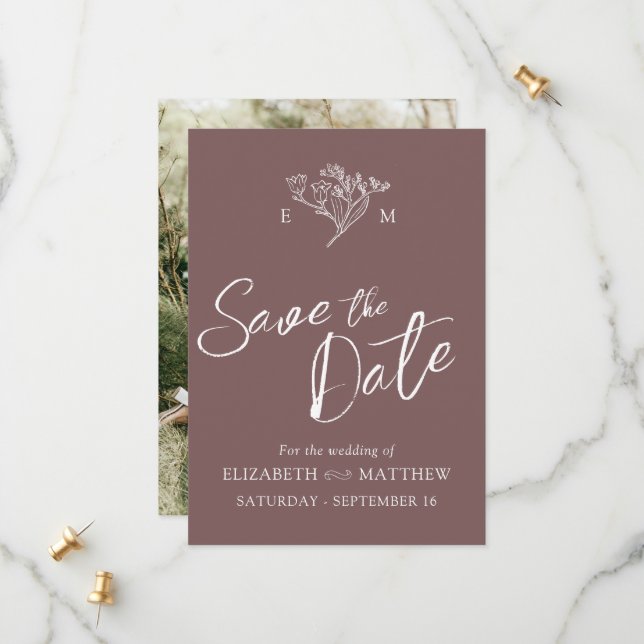 Enkel vildblomma brun vit foto  spara datumet (Fram/Back In Situ)