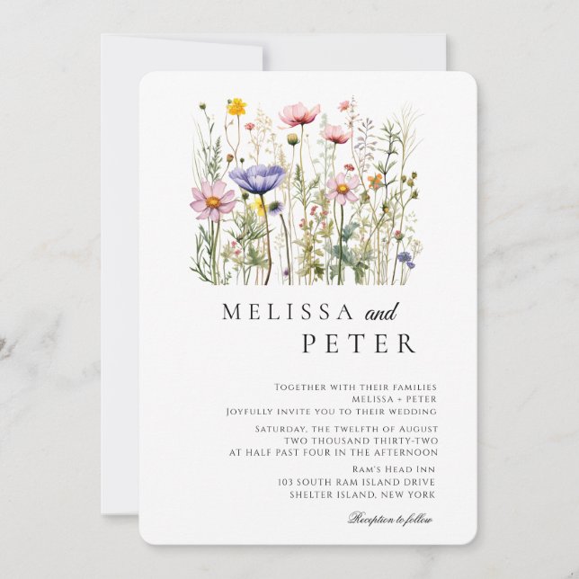 Enkel vildblommabrukning inbjudningar (Framsida)
