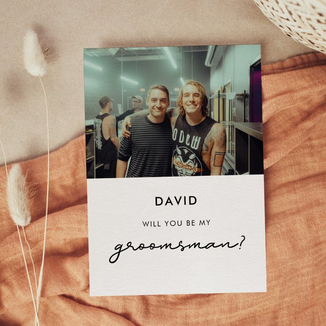 Enkel 'Vill du vara min bestman' fotokort Inbjudningar (Skapare uppladdad)