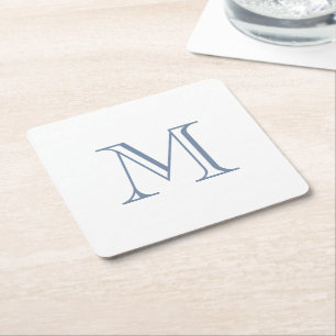 Enkel Vinblå Monogram Underlägg Papper Kvadrat