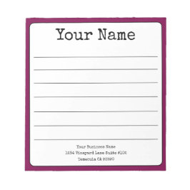 Enkel vinfärgad retro med ditt namn på linjerad ba anteckningsblock