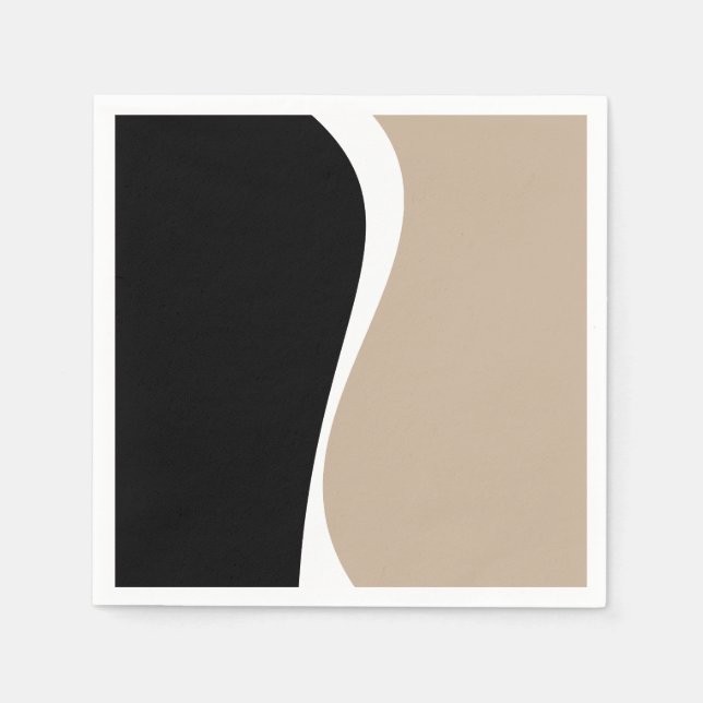 Enkel Vinkar 2 - Taupe, Svartvit Pappersservett (Framsidan)