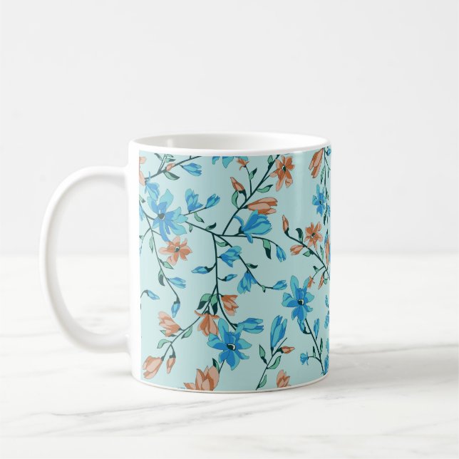 Enkel Vintage: Blommigt Fabric Mönster Kaffemugg (Vänster)