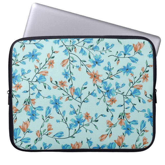 Enkel Vintage: Blommigt Fabric Mönster Laptop Fodral (Framsidan)
