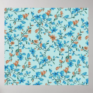 Enkel Vintage: Blommigt Fabric Mönster Poster
