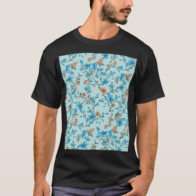 Enkel Vintage: Blommigt Fabric Mönster T Shirt (Framsida)